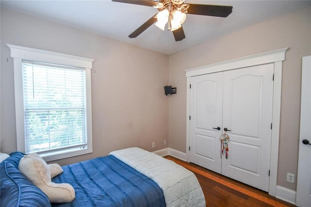 4742 Thunder River Dr, Gainesville, GA 30506 - bedroom with wood finished floors, ceiling fan, and a closet