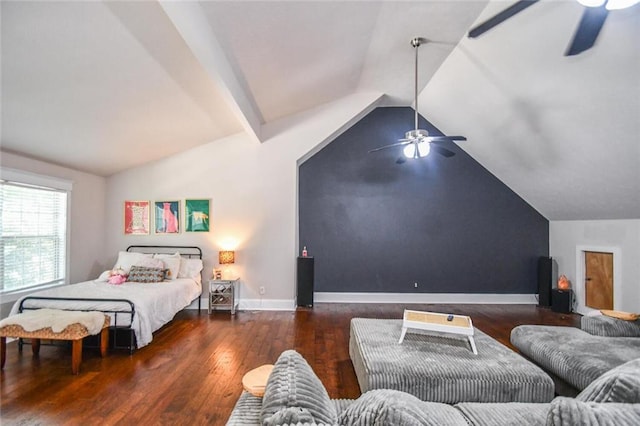 4742 Thunder River Dr, Gainesville, GA 30506 - bedroom featuring vaulted ceiling, wood finished floors, and a ceiling fan