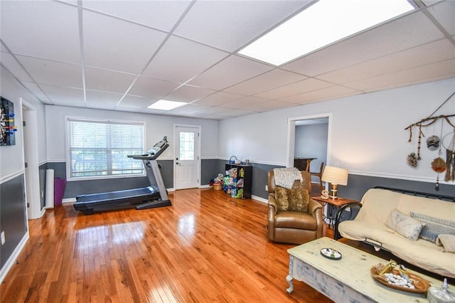 4742 Thunder River Dr, Gainesville, GA 30506 - workout room with a paneled ceiling and wood finished floors