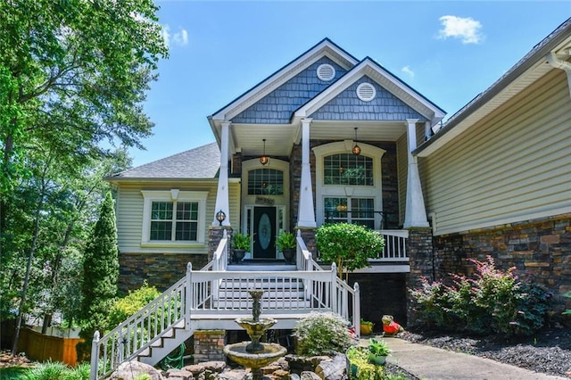 4742 Thunder River Dr, Gainesville, GA 30506 - property entrance with stone siding and a porch