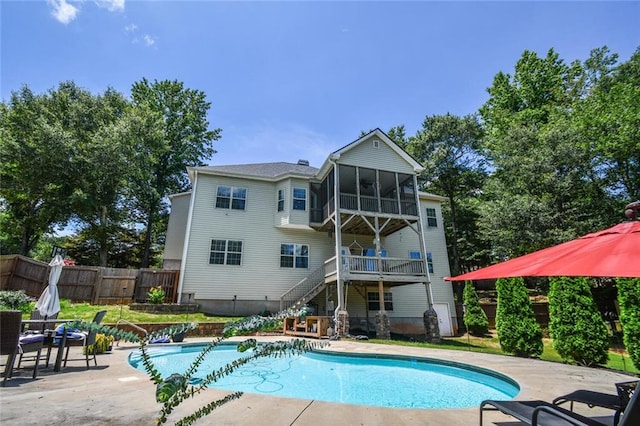 4742 Thunder River Dr, Gainesville, GA 30506 - view of pool with a sunroom, stairs, and a patio area