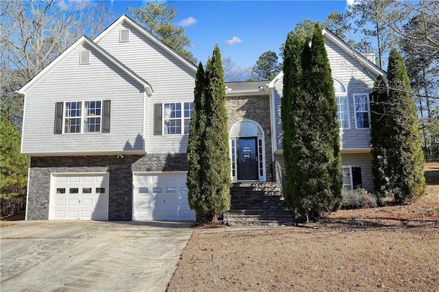 view of front of house with a garage