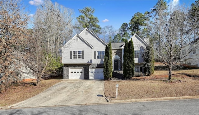 view of front property with a garage