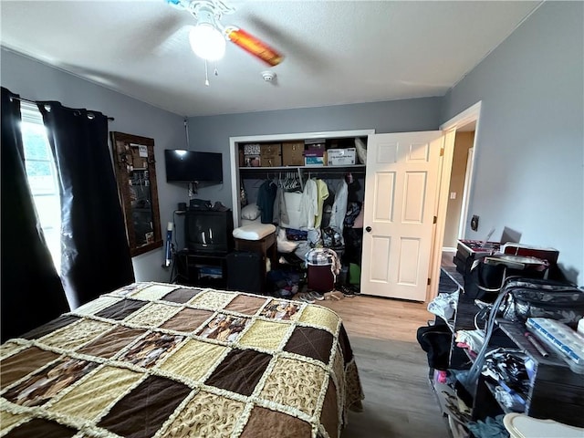 222 Akin Rd, Martin, GA 30557 - bedroom featuring a closet, wood finished floors, and a ceiling fan