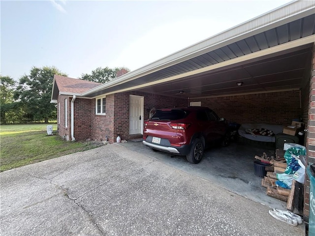 222 Akin Rd, Martin, GA 30557 - view of side of property with brick siding, an attached carport, a lawn, and driveway
