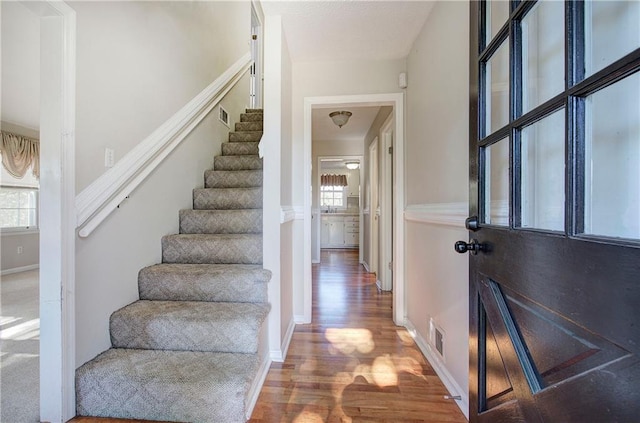 entrance foyer with hardwood / wood-style flooring