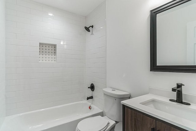 full bath featuring vanity, toilet, and shower / washtub combination