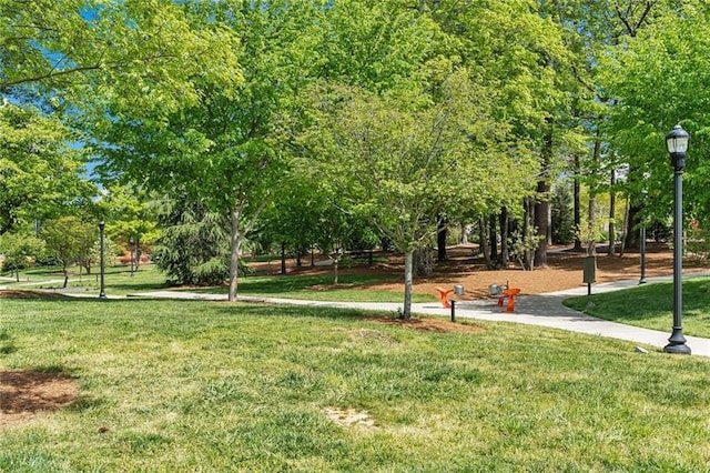 view of property's community featuring a yard