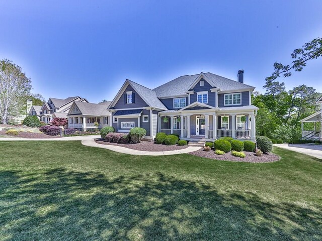 535 Crested Hawk Rdg, Canton, GA 30114 - craftsman-style house with a front lawn, a porch, and a chimney