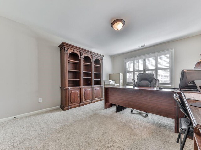535 Crested Hawk Rdg, Canton, GA 30114 - home office with baseboards, visible vents, and carpet flooring