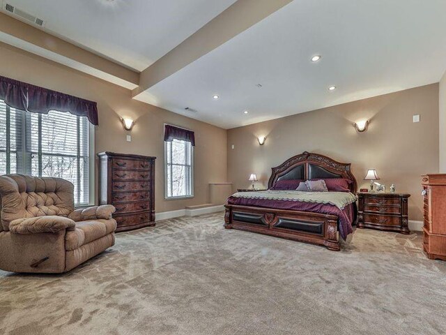 535 Crested Hawk Rdg, Canton, GA 30114 - carpeted bedroom featuring visible vents, baseboards, and recessed lighting