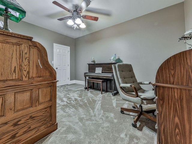 535 Crested Hawk Rdg, Canton, GA 30114 - office area featuring a ceiling fan, baseboards, and carpet