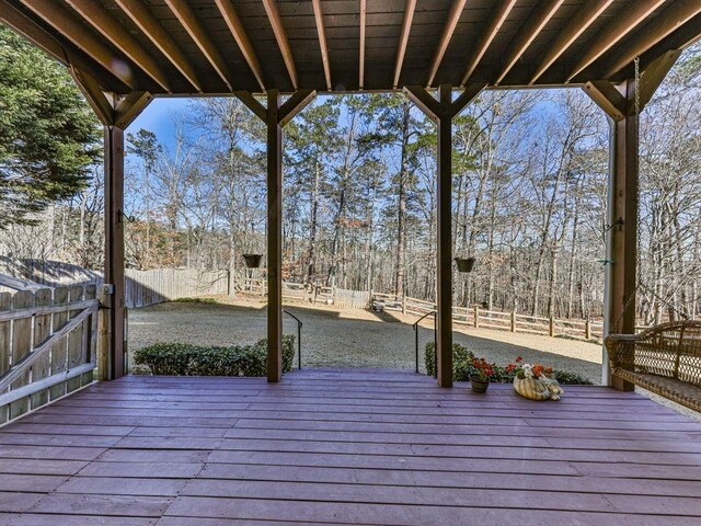 535 Crested Hawk Rdg, Canton, GA 30114 - wooden terrace with a fenced backyard and a patio area