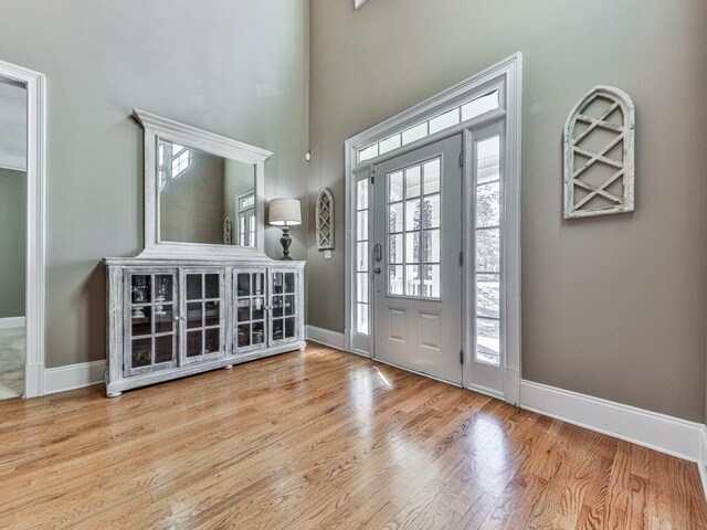 535 Crested Hawk Rdg, Canton, GA 30114 - entrance foyer with wood finished floors, a high ceiling, and baseboards