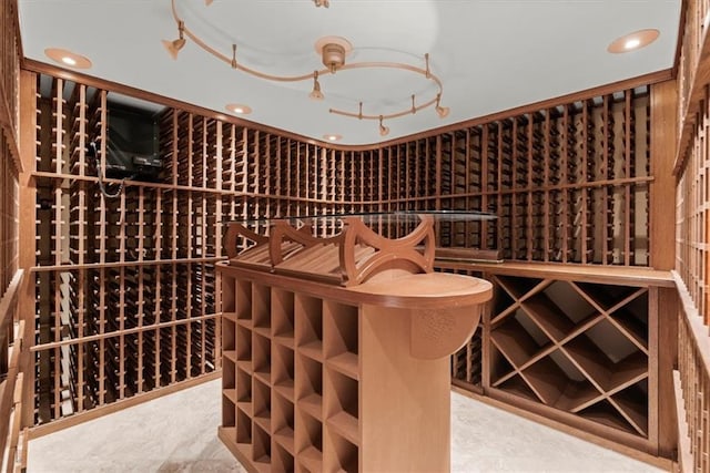 wine area with recessed lighting