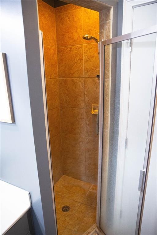 bathroom featuring a shower stall
