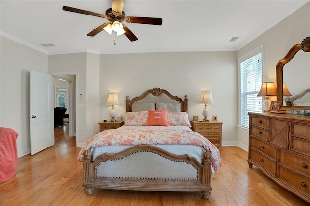 125 Rabbits Run, Fayetteville, GA 30215 - bedroom with light wood-style floors, baseboards, crown molding, and ceiling fan