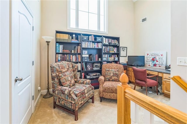 125 Rabbits Run, Fayetteville, GA 30215 - home office featuring light carpet, a high ceiling, and baseboards