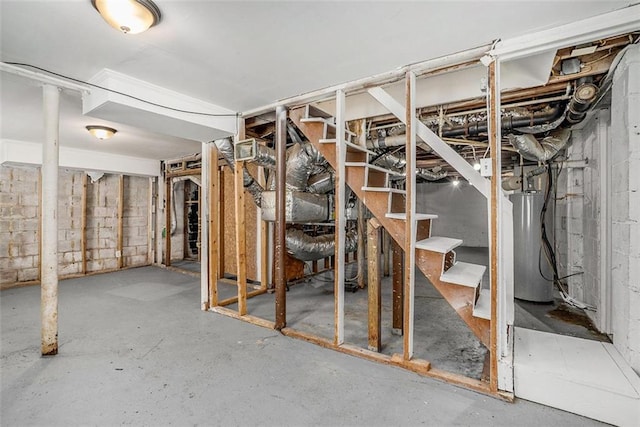 3204 Robin Rd, Decatur, GA 30032 - unfinished below grade area with gas water heater and stairway