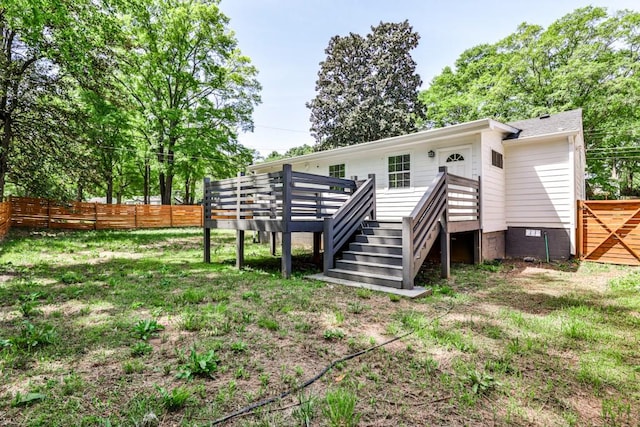 2195 Penelope St NW, Atlanta, GA 30314 - rear view of property featuring crawl space, fence, and a wooden deck