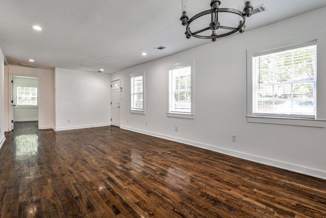 2195 Penelope St NW, Atlanta, GA 30314 - interior space with a chandelier, visible vents, dark wood-style floors, and recessed lighting