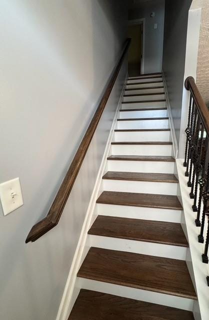 443 Marsh Lake Rd, Lawrenceville, GA 30045 - staircase featuring wood finished floors