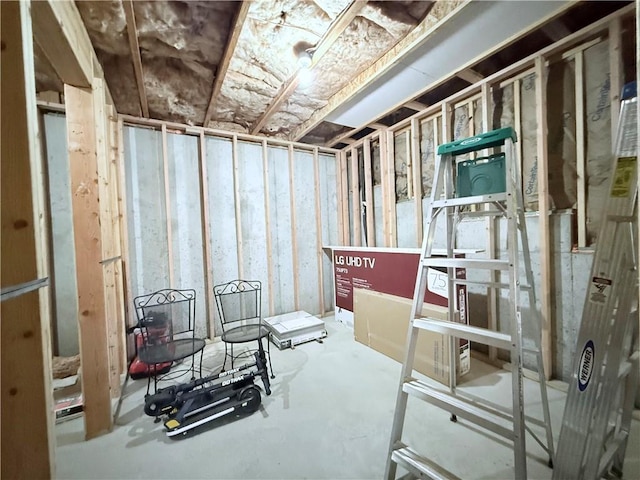 view of unfinished basement