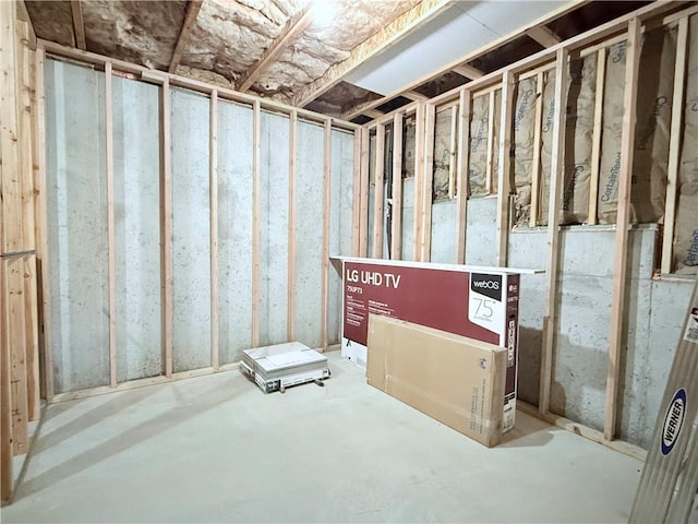 view of unfinished basement