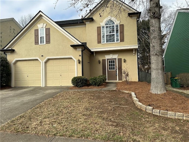 view of front property with a garage