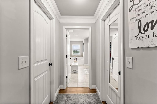 2213 Independence Ln, Buford, GA 30519 - hallway featuring crown molding and baseboards