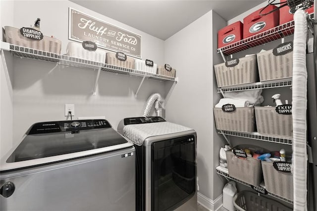 2213 Independence Ln, Buford, GA 30519 - washroom featuring washing machine and dryer and baseboards