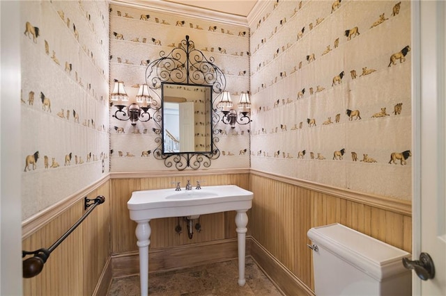 bathroom featuring toilet and tile floors