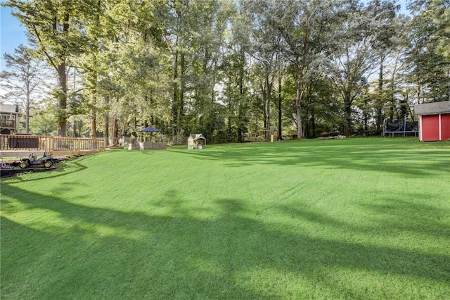 151 Quail Hollow Dr, Dallas, GA 30157 - view of yard featuring a trampoline and view of scattered trees