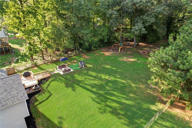 151 Quail Hollow Dr, Dallas, GA 30157 - view of green lawn with a fire pit