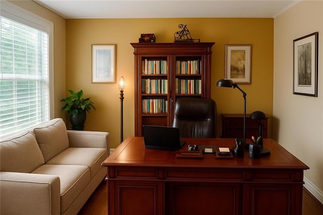 7946 Gossamer, Fairburn, GA 30213 - office space featuring dark wood finished floors and ornamental molding