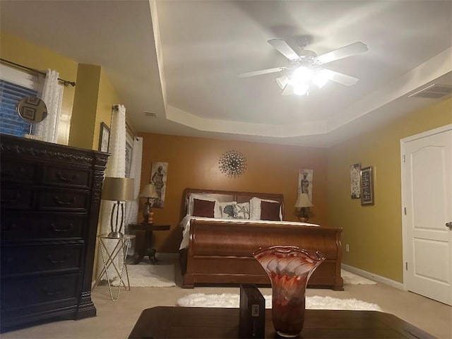 7946 Gossamer, Fairburn, GA 30213 - bedroom with a tray ceiling, carpet, and a ceiling fan