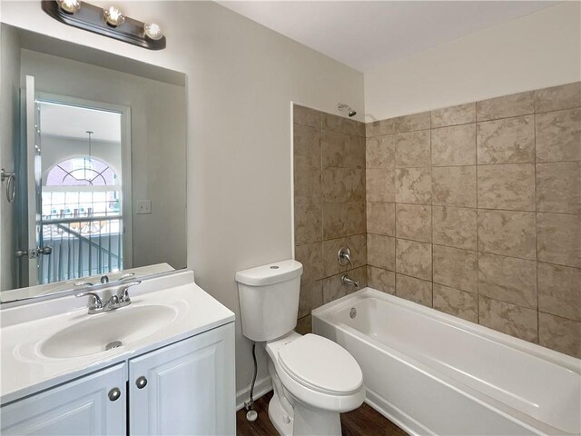 bathroom featuring independent shower and bath, lofted ceiling, and tile patterned floors