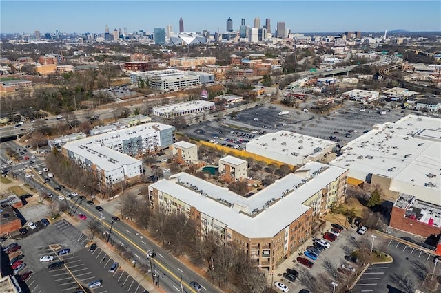 drone / aerial view with a view of city