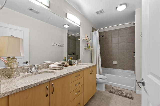 400 W Peachtree St NW Unit 3711, Atlanta, GA 30308 - full bathroom featuring shower / bath combo, double vanity, and tile patterned flooring
