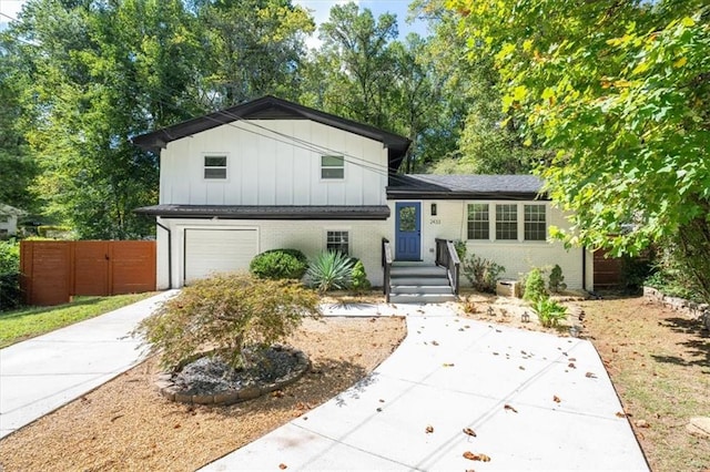 view of front of property with a garage