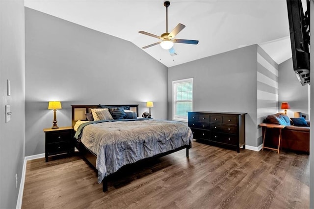 4349 Kousa Rd Unit 4, Austell, GA 30106 - bedroom with vaulted ceiling, wood finished floors, and ceiling fan