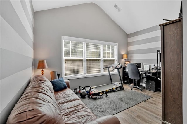 4349 Kousa Rd Unit 4, Austell, GA 30106 - office area with wood finished floors and high vaulted ceiling