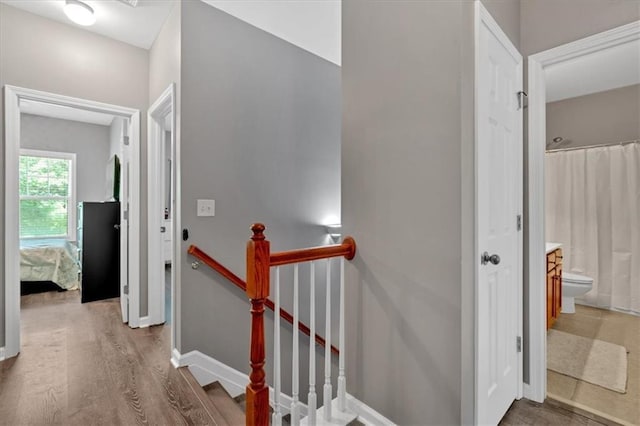 4349 Kousa Rd Unit 4, Austell, GA 30106 - hall with an upstairs landing and wood finished floors