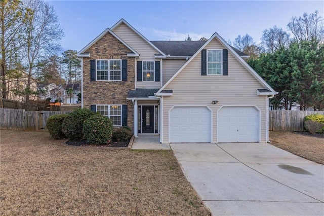 view of front of house with a garage