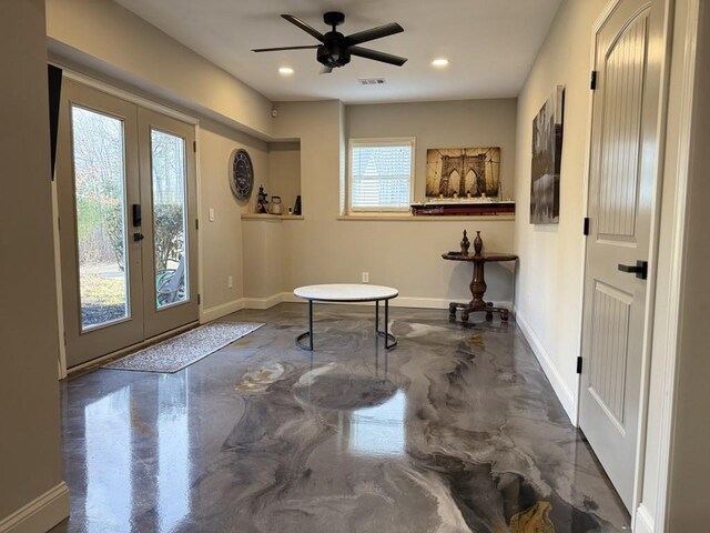 410 Spring Lake Hls, Canton, GA 30114 - foyer featuring baseboards, visible vents, recessed lighting, and a ceiling fan