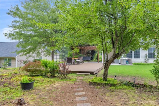 1164 Otis Dr, Bethlehem, GA 30620 - view of grassy yard with a pergola and a wooden deck