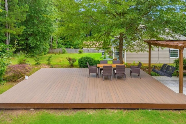1164 Otis Dr, Bethlehem, GA 30620 - wooden deck featuring outdoor dining space and a pergola