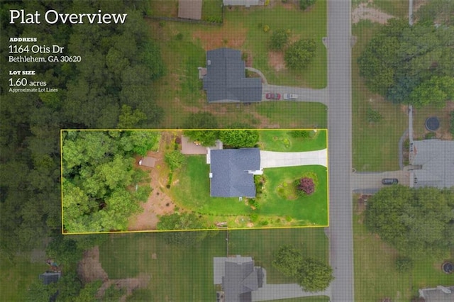 1164 Otis Dr, Bethlehem, GA 30620 - aerial view of property's location featuring property boundaries highlighted