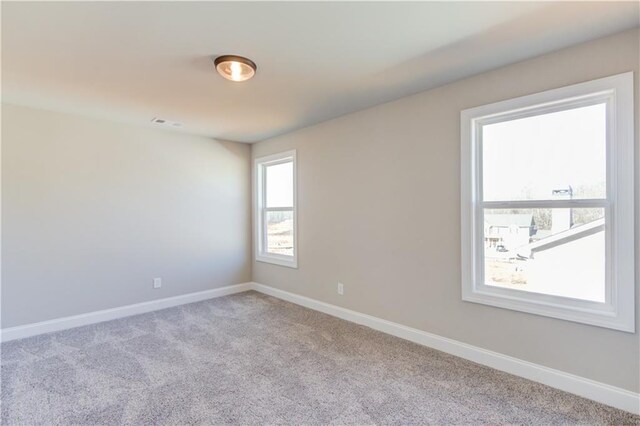 spare room featuring light carpet