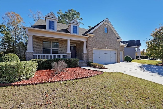 view of front of property with a front yard and a porch